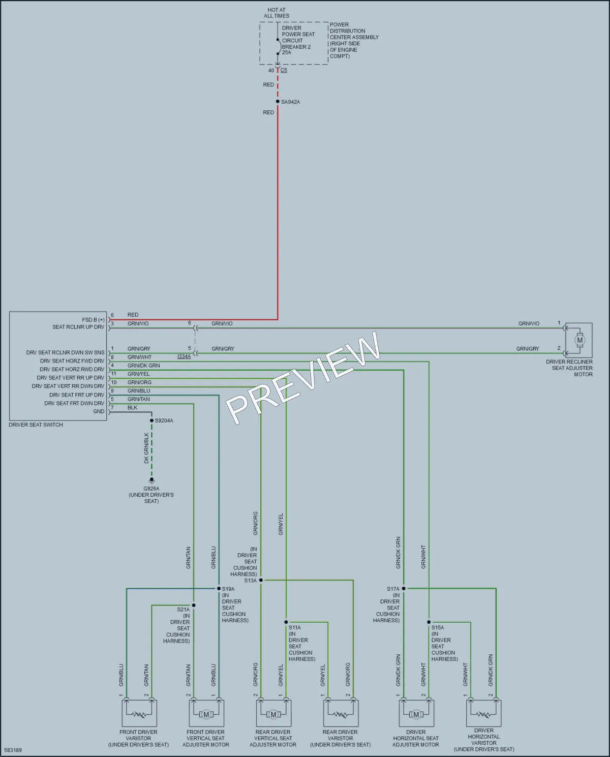 2018 Jeep GrandCherokee Power Seats wiring diagram preview