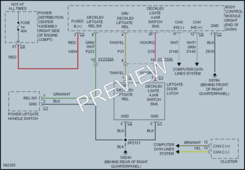 2018 Jeep GrandCherokee Trunk Tailgate Fuel Door wiring diagram preview