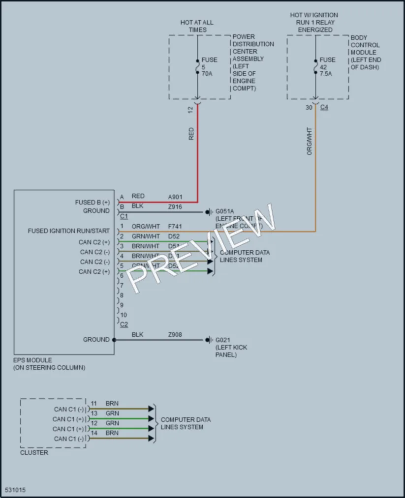 2018 Jeep Renegade Electronic Power Steering wiring diagram preview