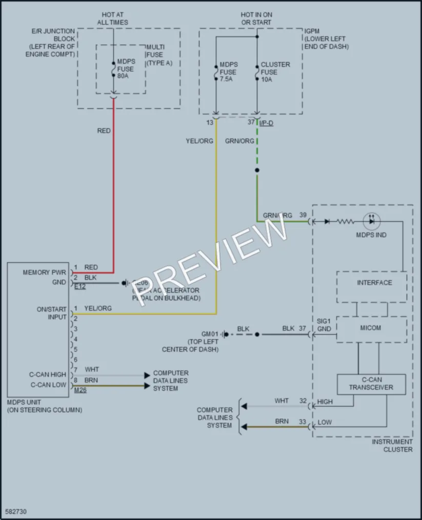 2018 Kia Cadenza Electronic Power Steering wiring diagram preview