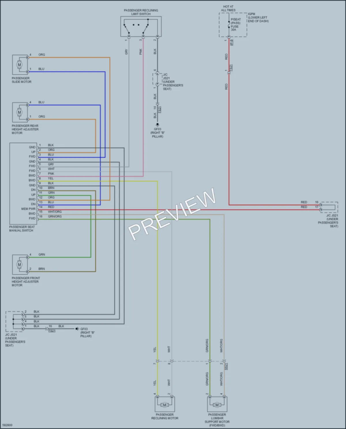 2018 Kia Cadenza Power Seats wiring diagram preview