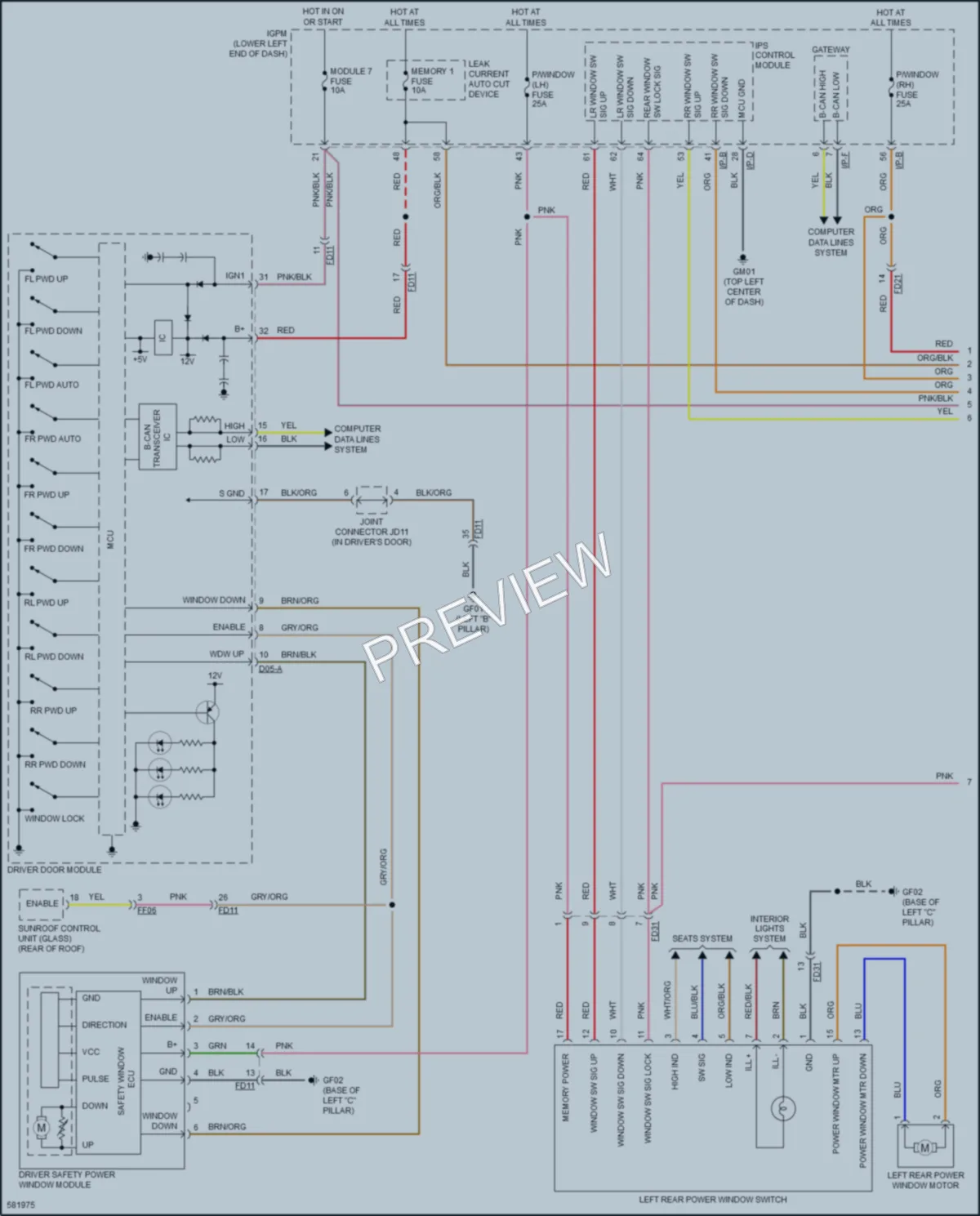 2018 Kia Cadenza Power Windows wiring diagram preview