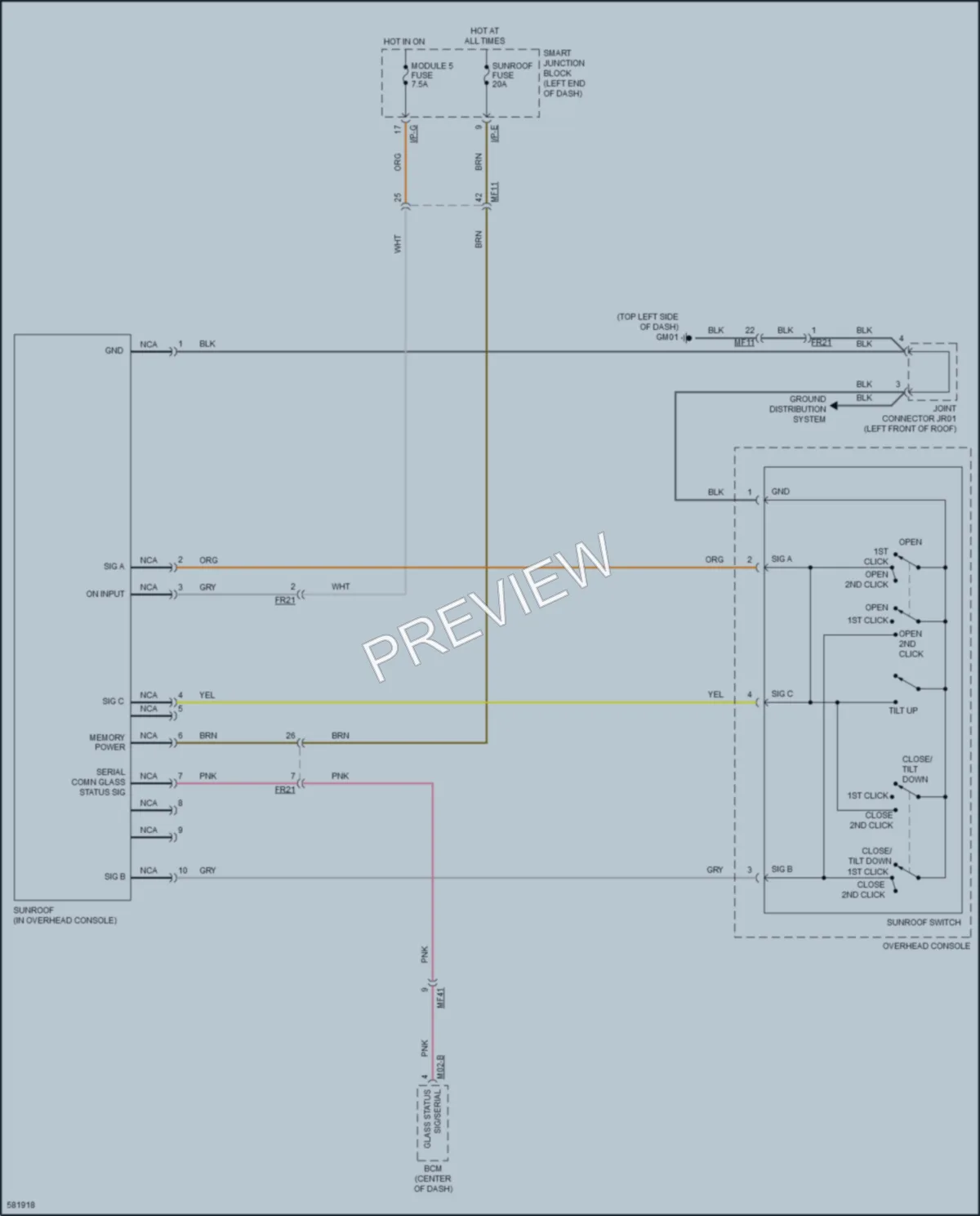 2018 Kia Forte5 Power Top Sunroof wiring diagram preview