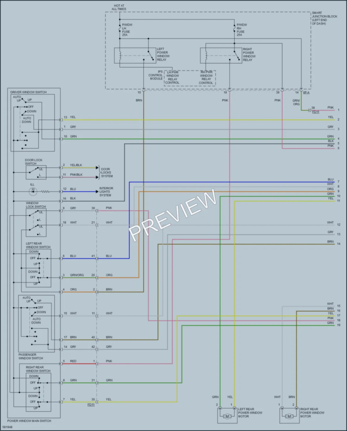 2018 Kia Forte5 Power Windows wiring diagram preview