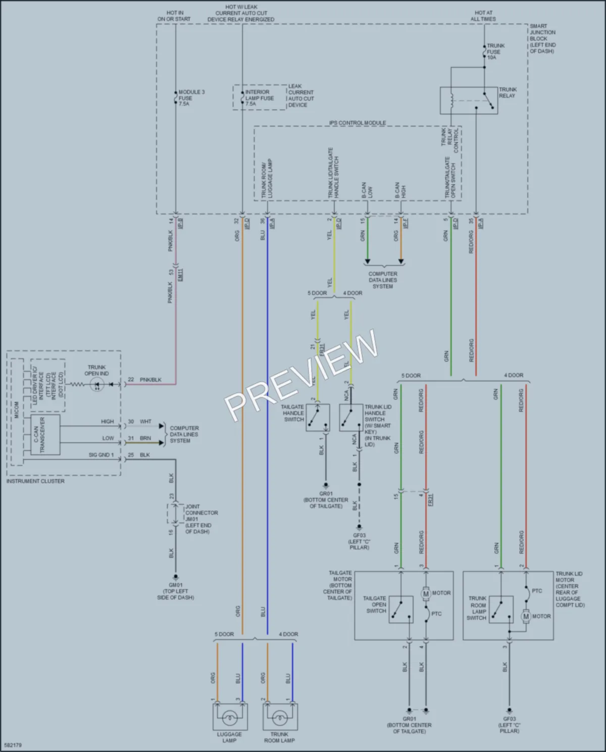 2018 Kia Forte5 Trunk Tailgate Fuel Door wiring diagram preview