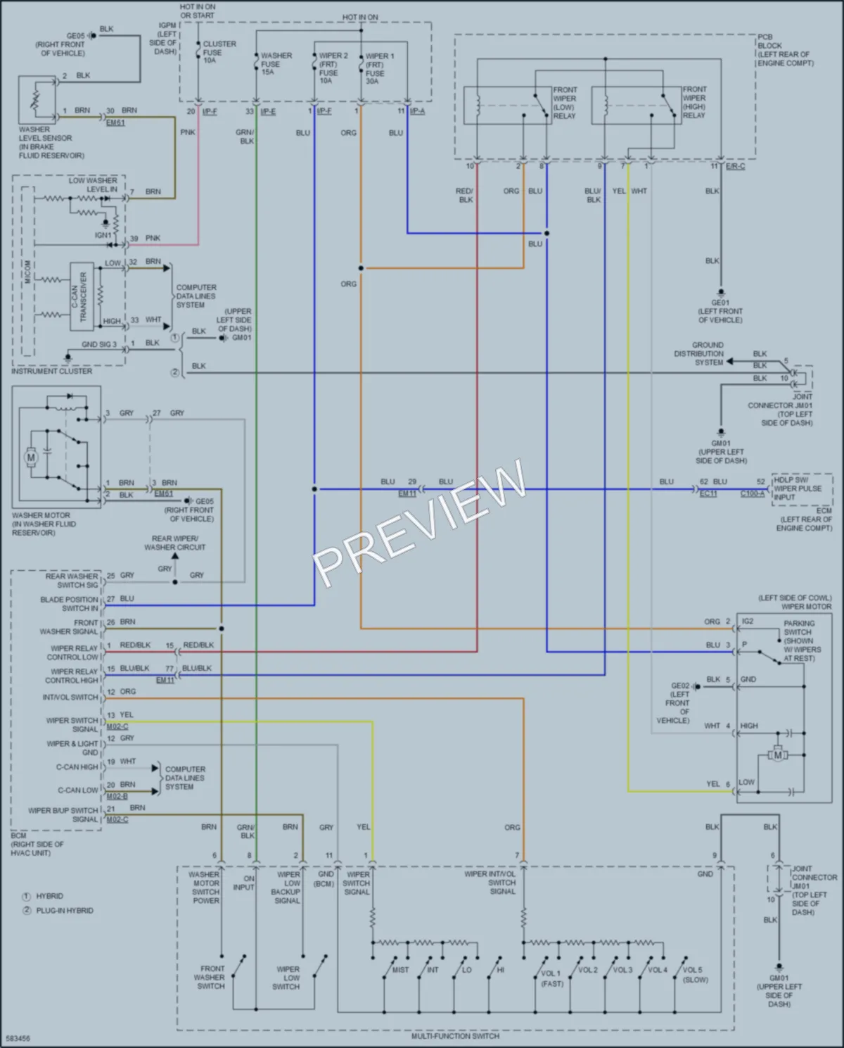 2018 Kia Niro Wiper Washer wiring diagram preview
