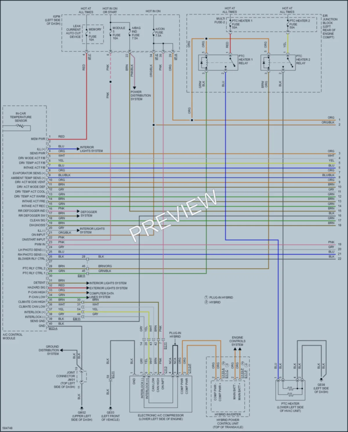2018 Kia NiroPlugIn Air Conditioning wiring diagram preview