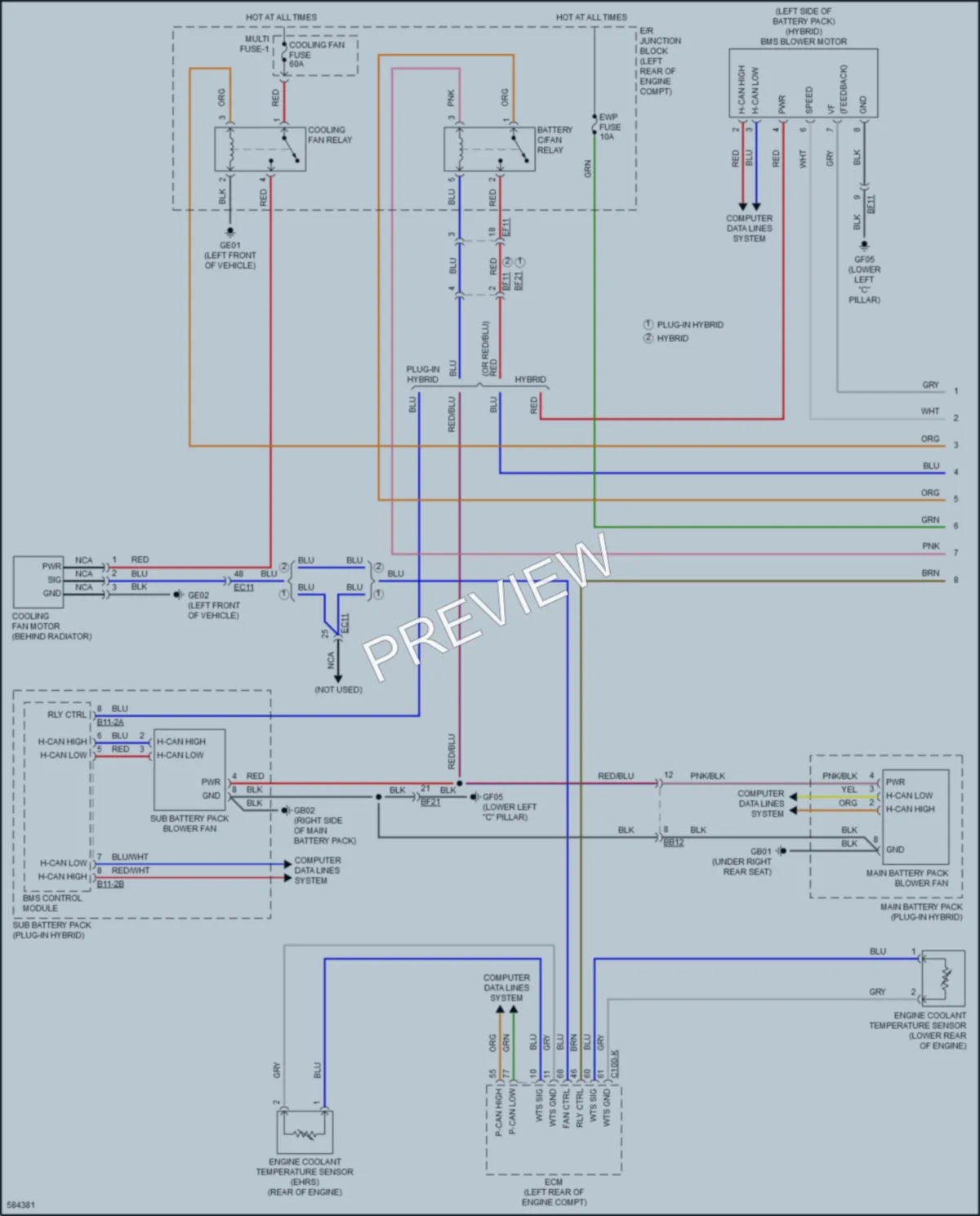 2018 Kia NiroPlugIn Cooling Fan wiring diagram preview