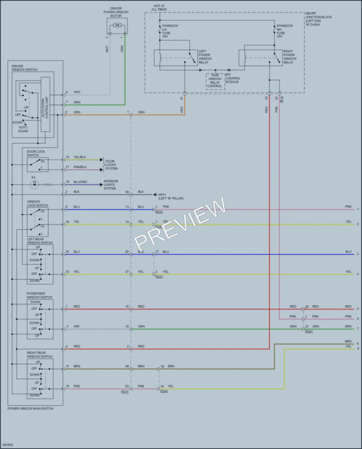 2018 Kia OptimaHybrid Power Windows wiring diagram preview