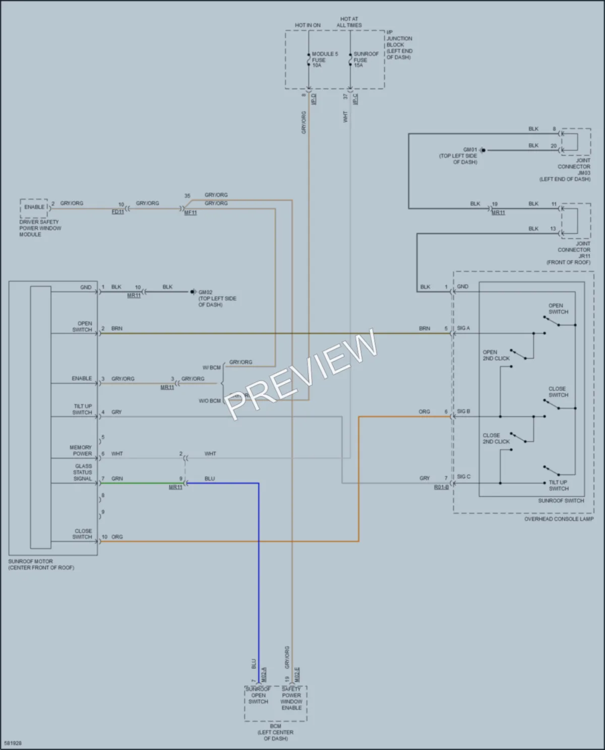 2018 Kia Rio Power Top Sunroof wiring diagram preview