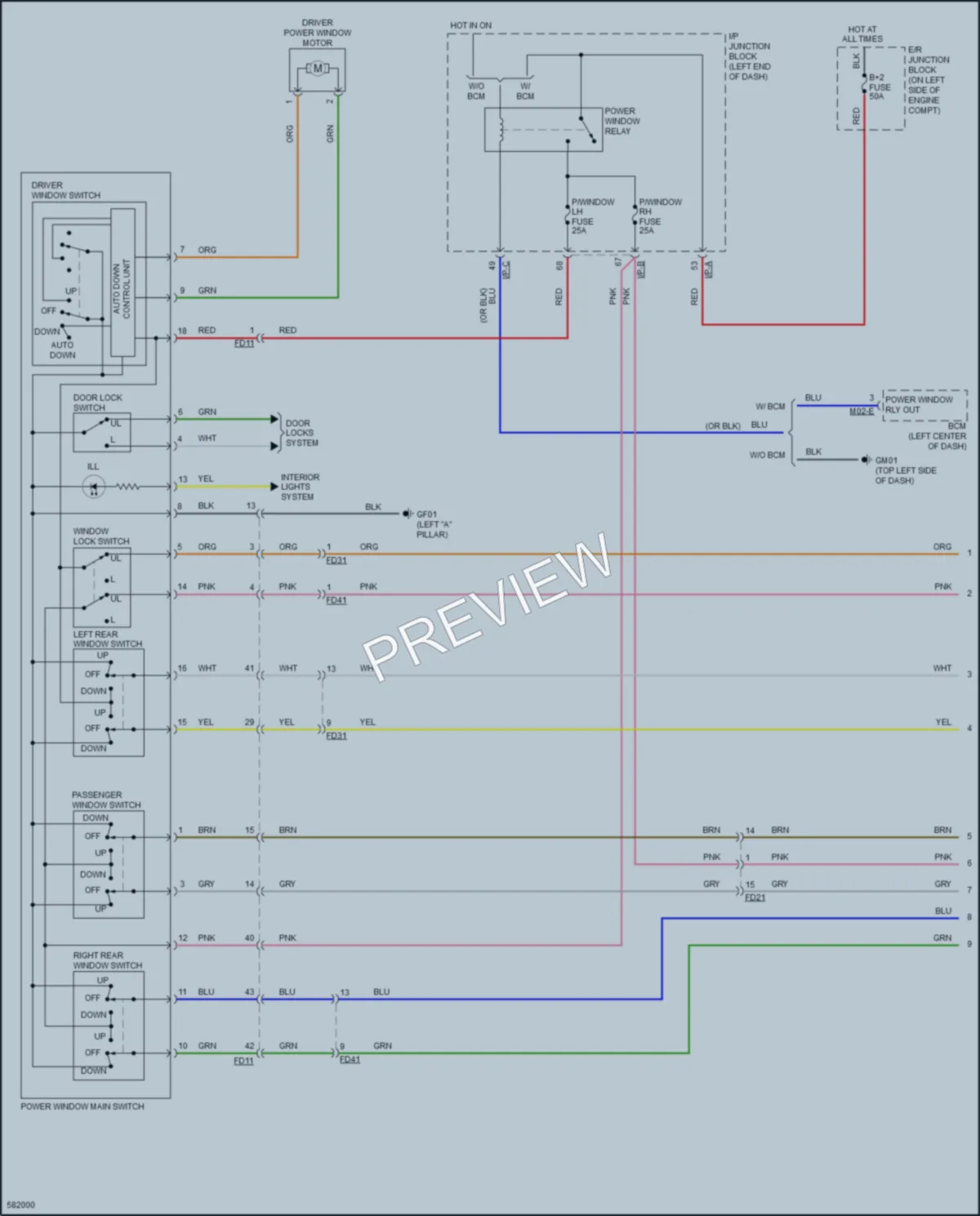 2018 Kia Rio Power Windows wiring diagram preview