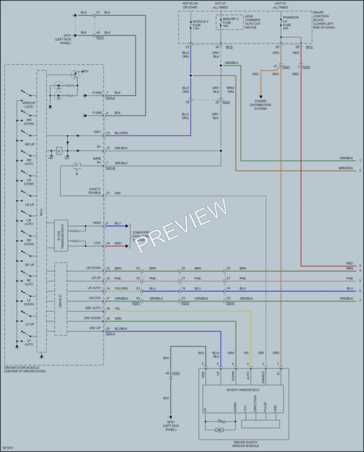 2018 Kia Sedona Power Windows wiring diagram preview