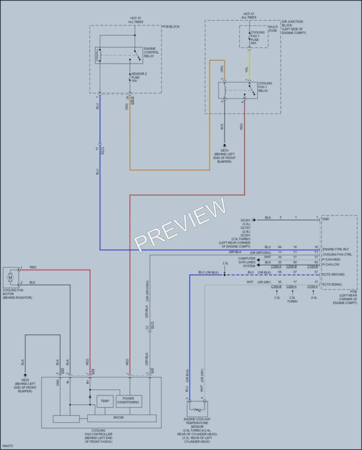 2018 Kia Sorento Cooling Fan wiring diagram preview