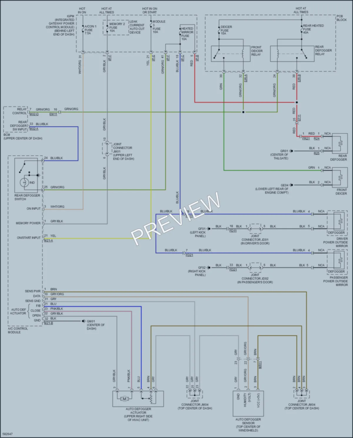 2018 Kia Sorento Defoggers wiring diagram preview