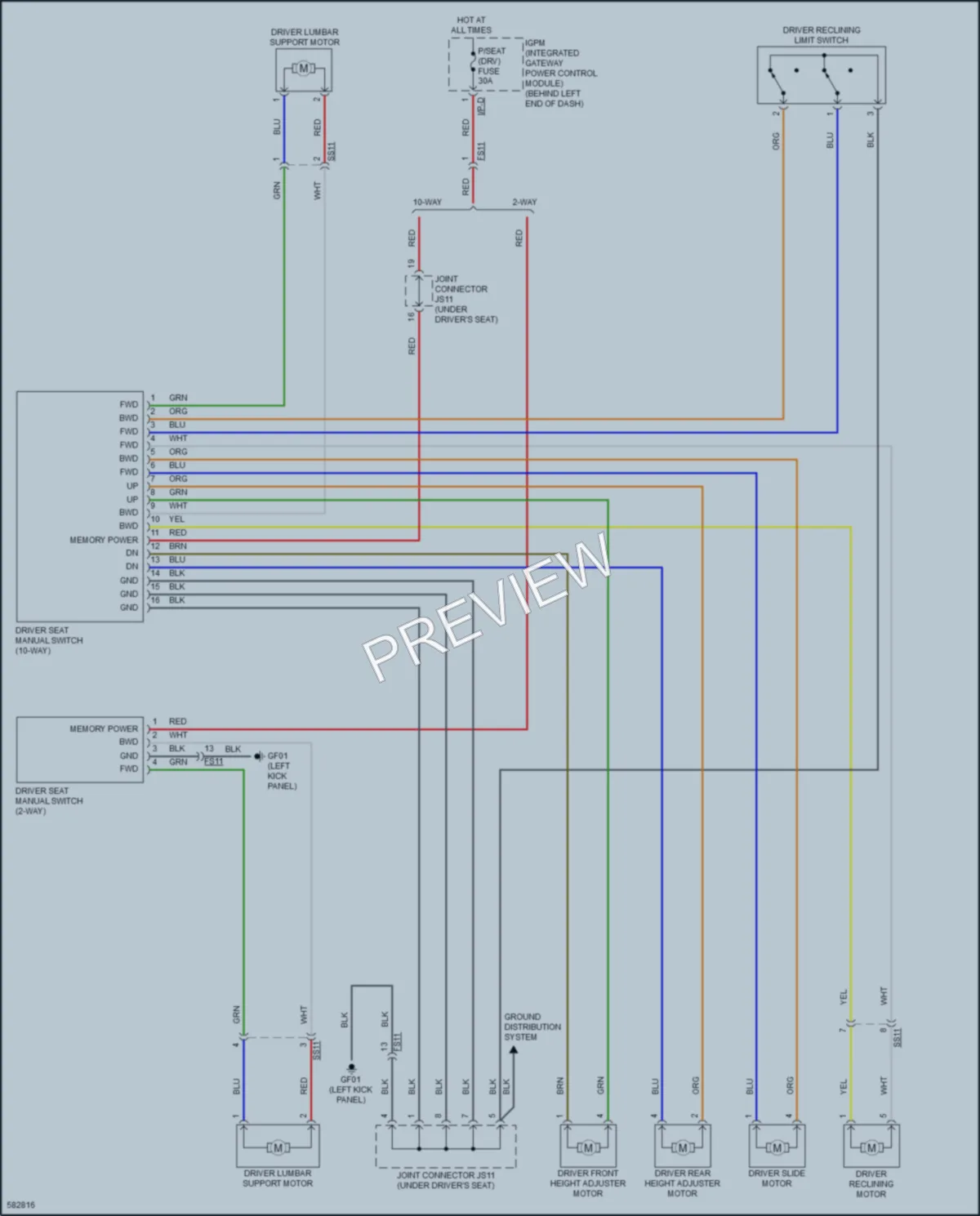 2018 Kia Sorento Power Seats wiring diagram preview