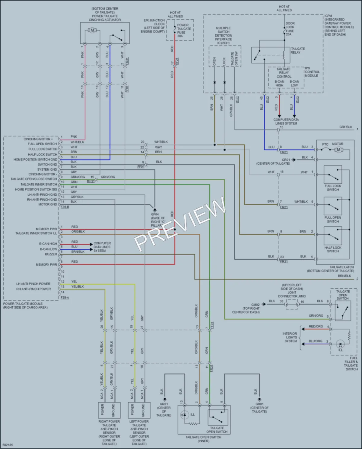 2018 Kia Sorento Trunk Tailgate Fuel Door wiring diagram preview