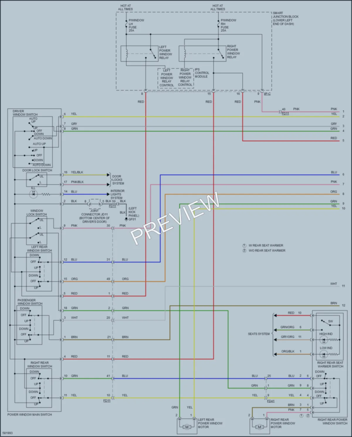 2018 Kia SoulEV Power Windows wiring diagram preview