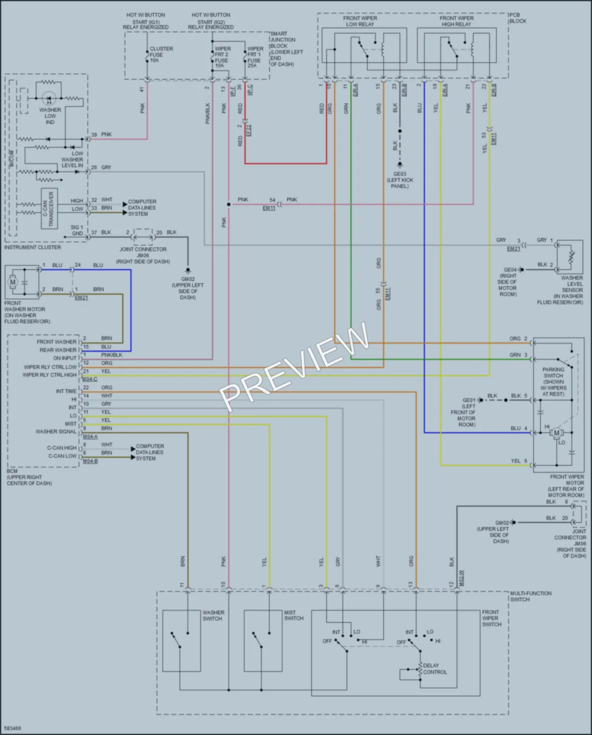 2018 Kia SoulEV Wiper Washer wiring diagram preview