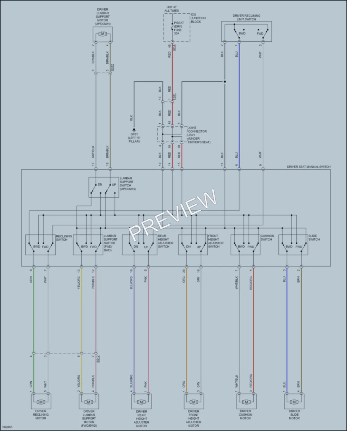 2018 Kia Stinger Power Seats wiring diagram preview