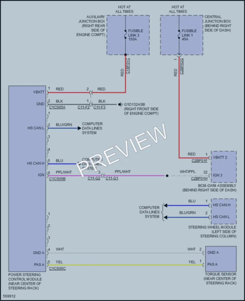 2018 LandRover Discovery Electronic Power Steering wiring diagram preview