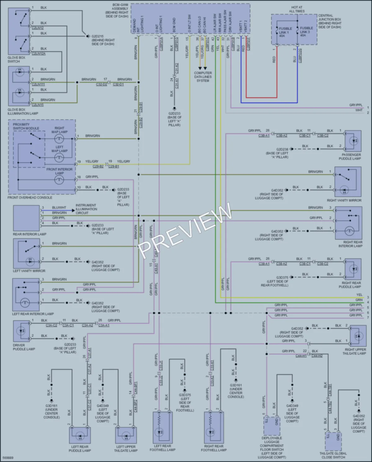 2018 LandRover Discovery Interior Lights wiring diagram preview