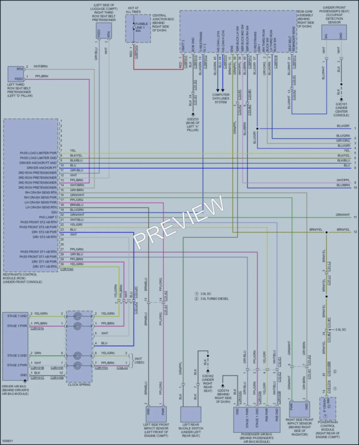 2018 LandRover Discovery Supplemental Restraints wiring diagram preview