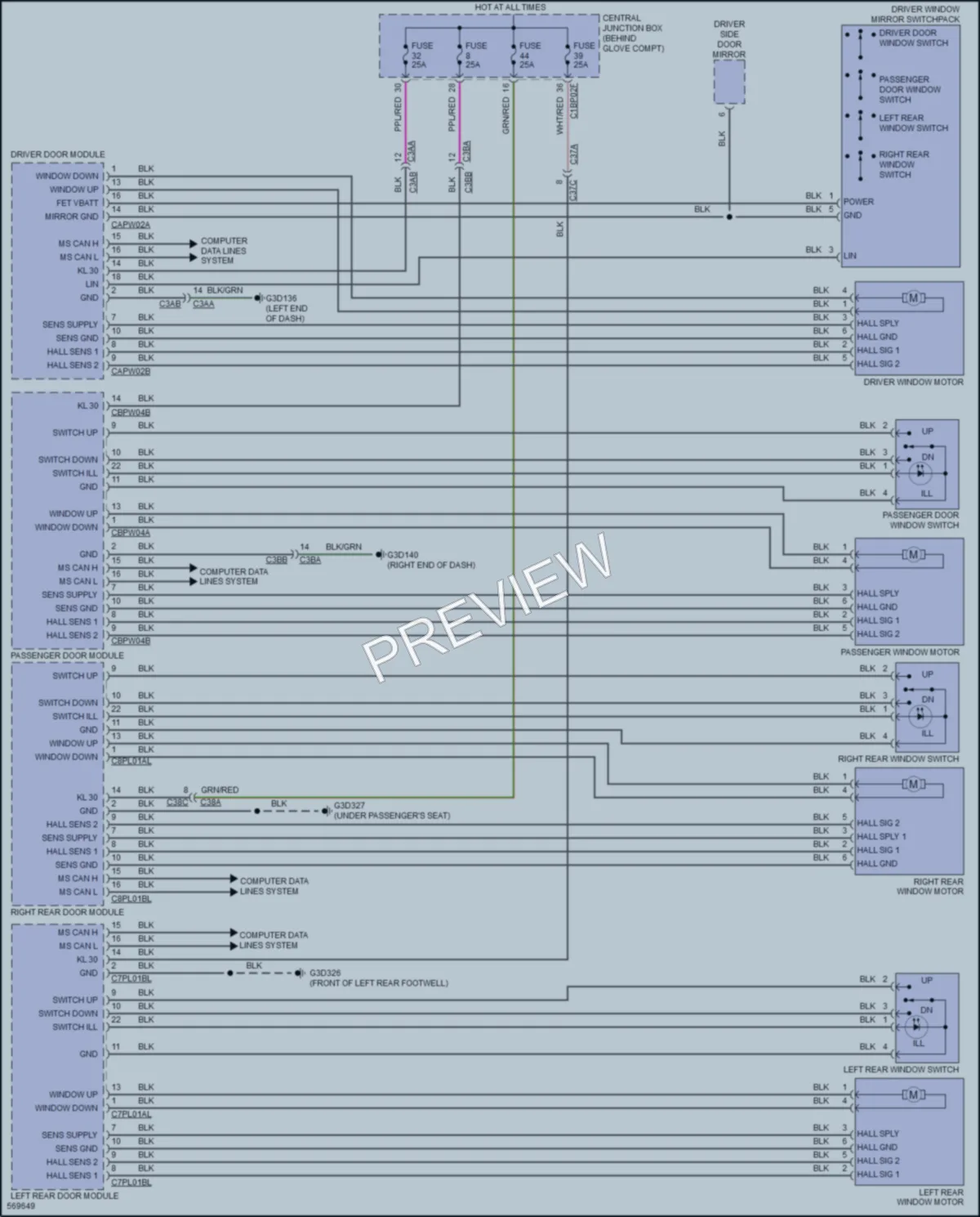 2018 LandRover DiscoverySport Power Windows wiring diagram preview