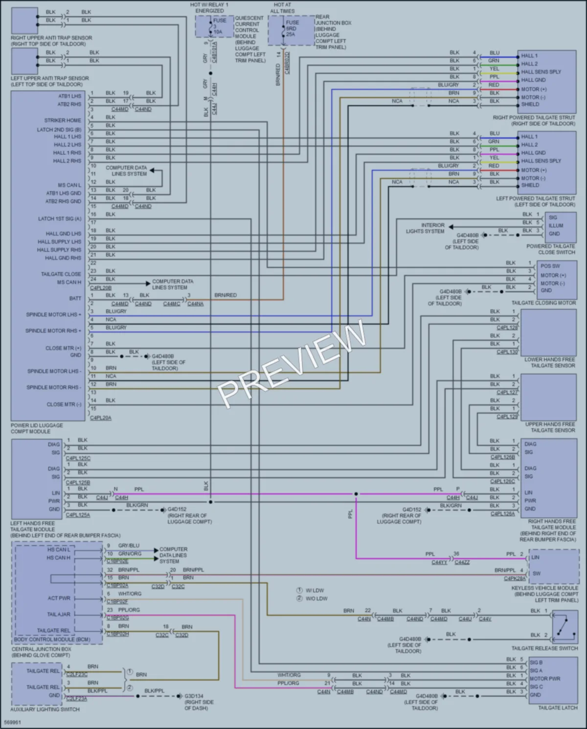 2018 LandRover DiscoverySport Trunk Tailgate Fuel Door wiring diagram preview