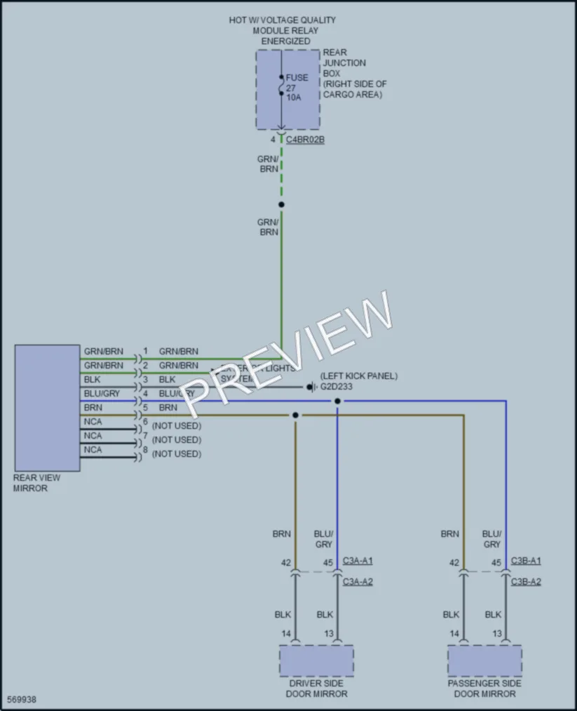 2018 LandRover RangeRover Power Mirrors wiring diagram preview