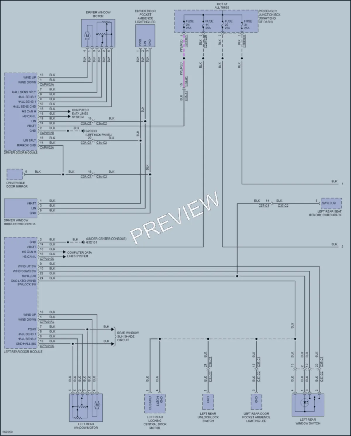 2018 LandRover RangeRover Power Windows wiring diagram preview
