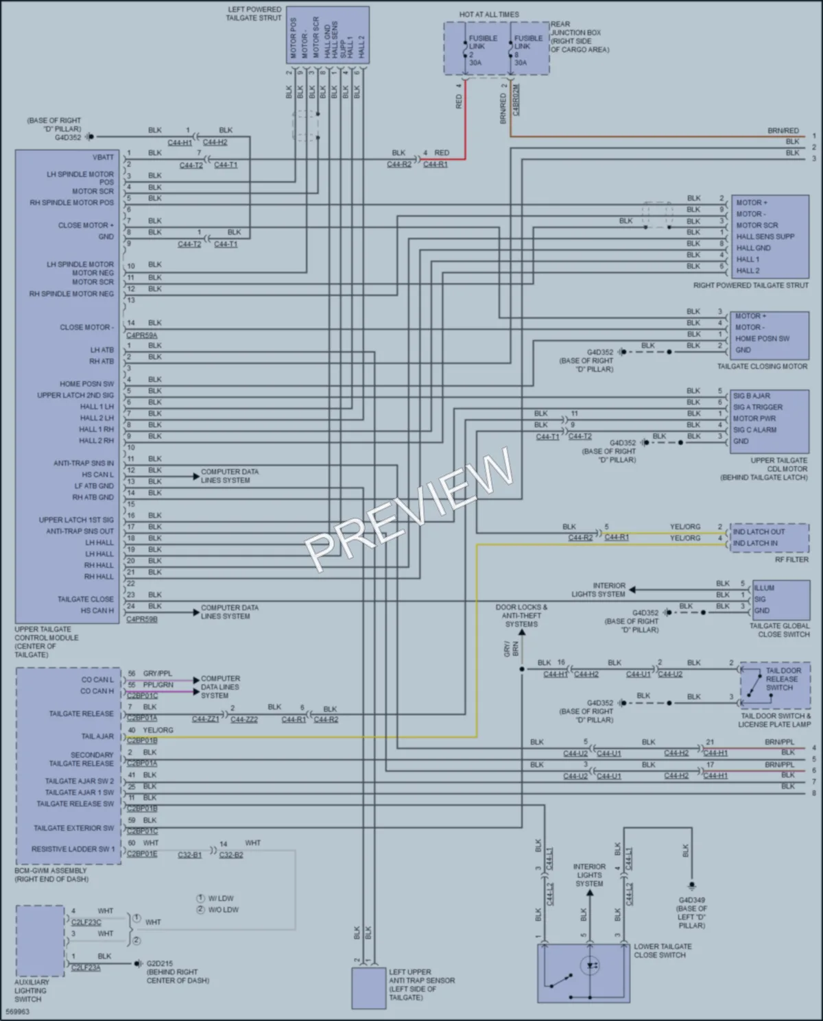 2018 LandRover RangeRover Trunk Tailgate Fuel Door wiring diagram preview