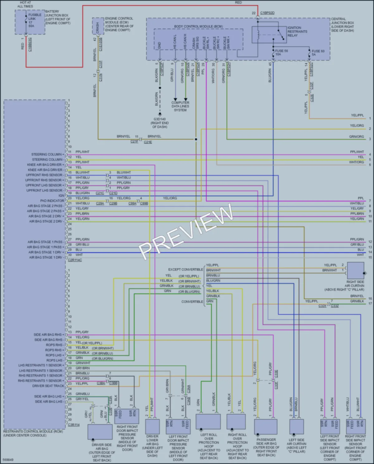 2018 LandRover RangeRoverEvoque Supplemental Restraints wiring diagram preview