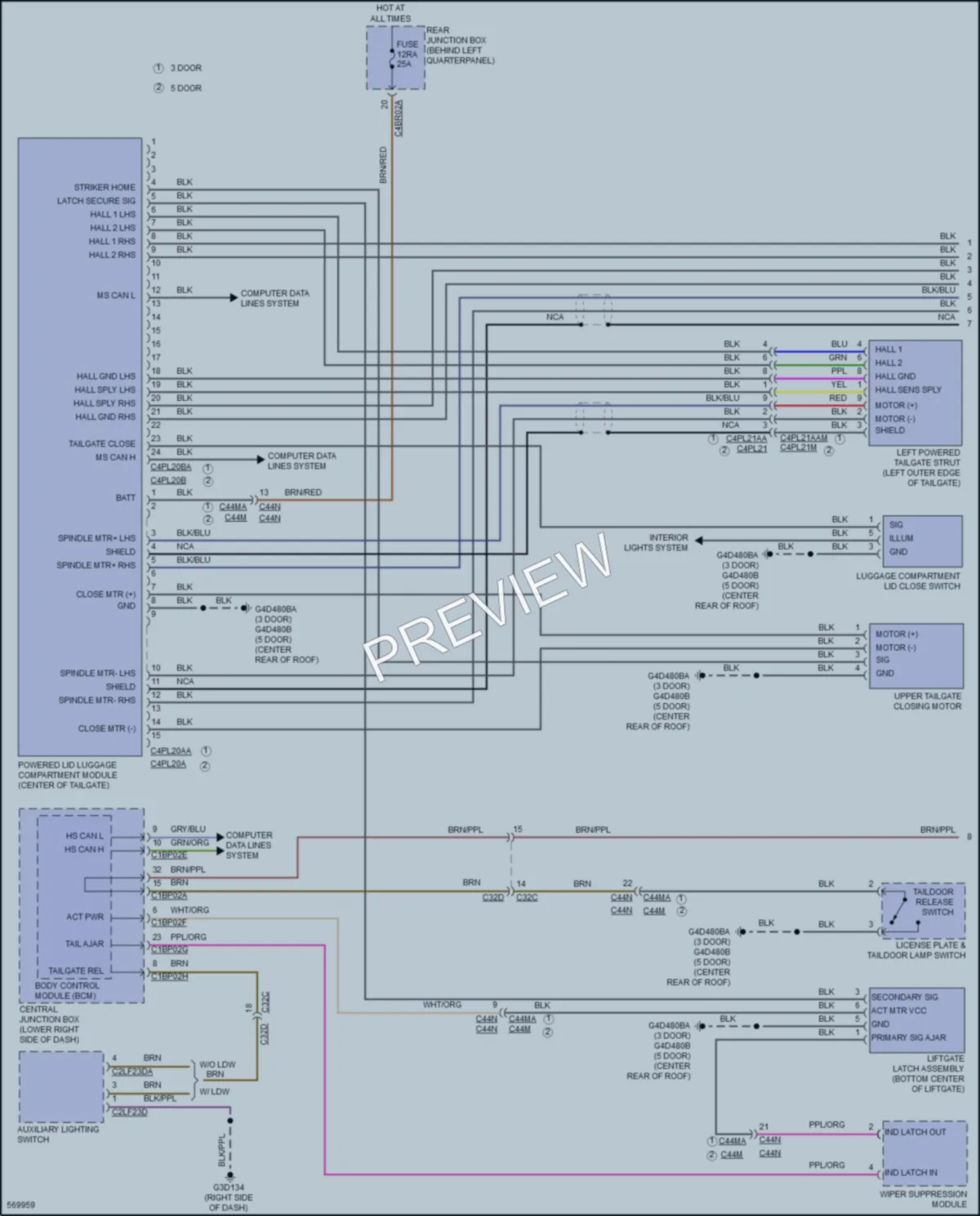 2018 LandRover RangeRoverEvoque Trunk Tailgate Fuel Door wiring diagram preview