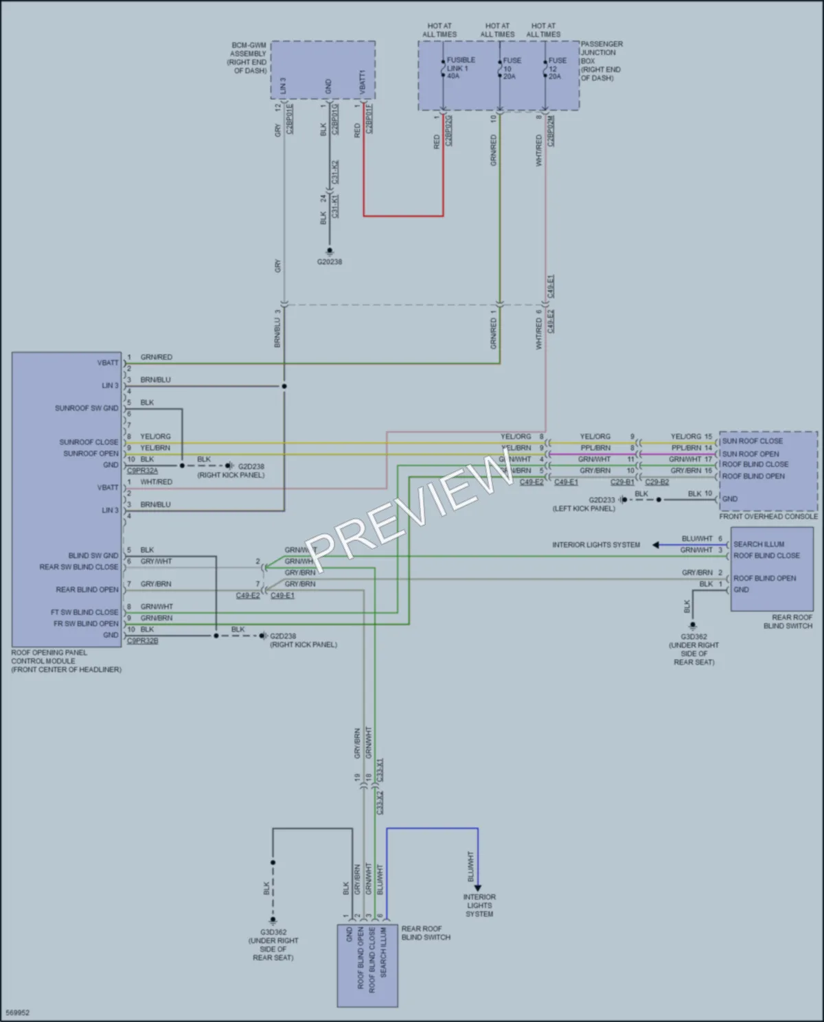 2018 LandRover RangeRoverSport Power Top Sunroof wiring diagram preview