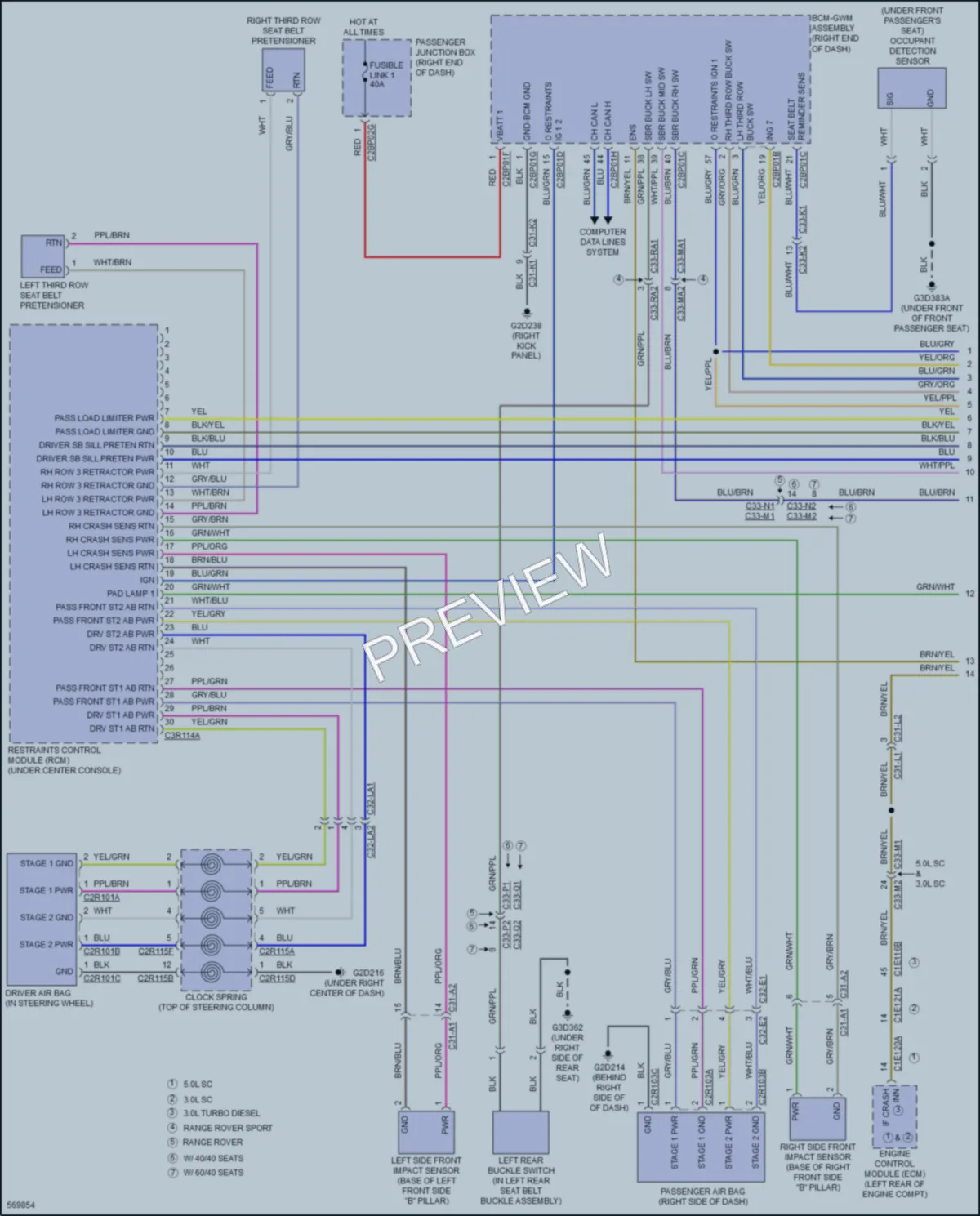 2018 LandRover RangeRoverSport Supplemental Restraints wiring diagram preview