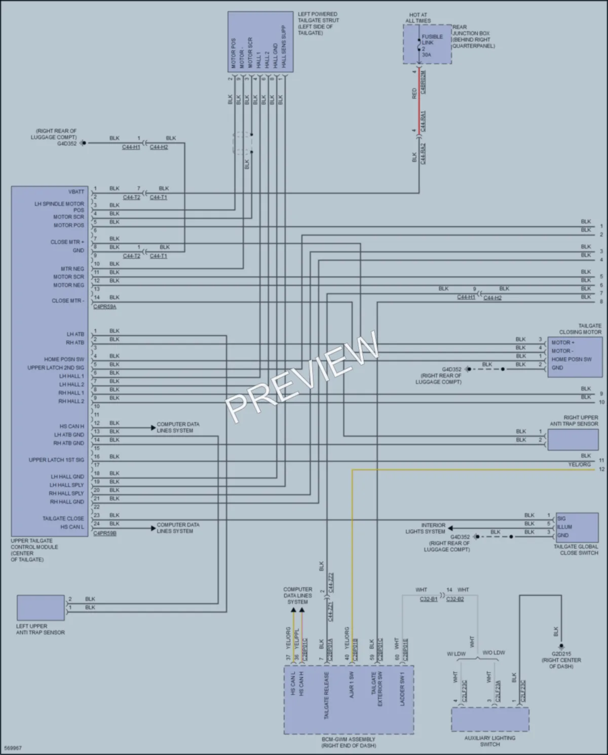 2018 LandRover RangeRoverSport Trunk Tailgate Fuel Door wiring diagram preview
