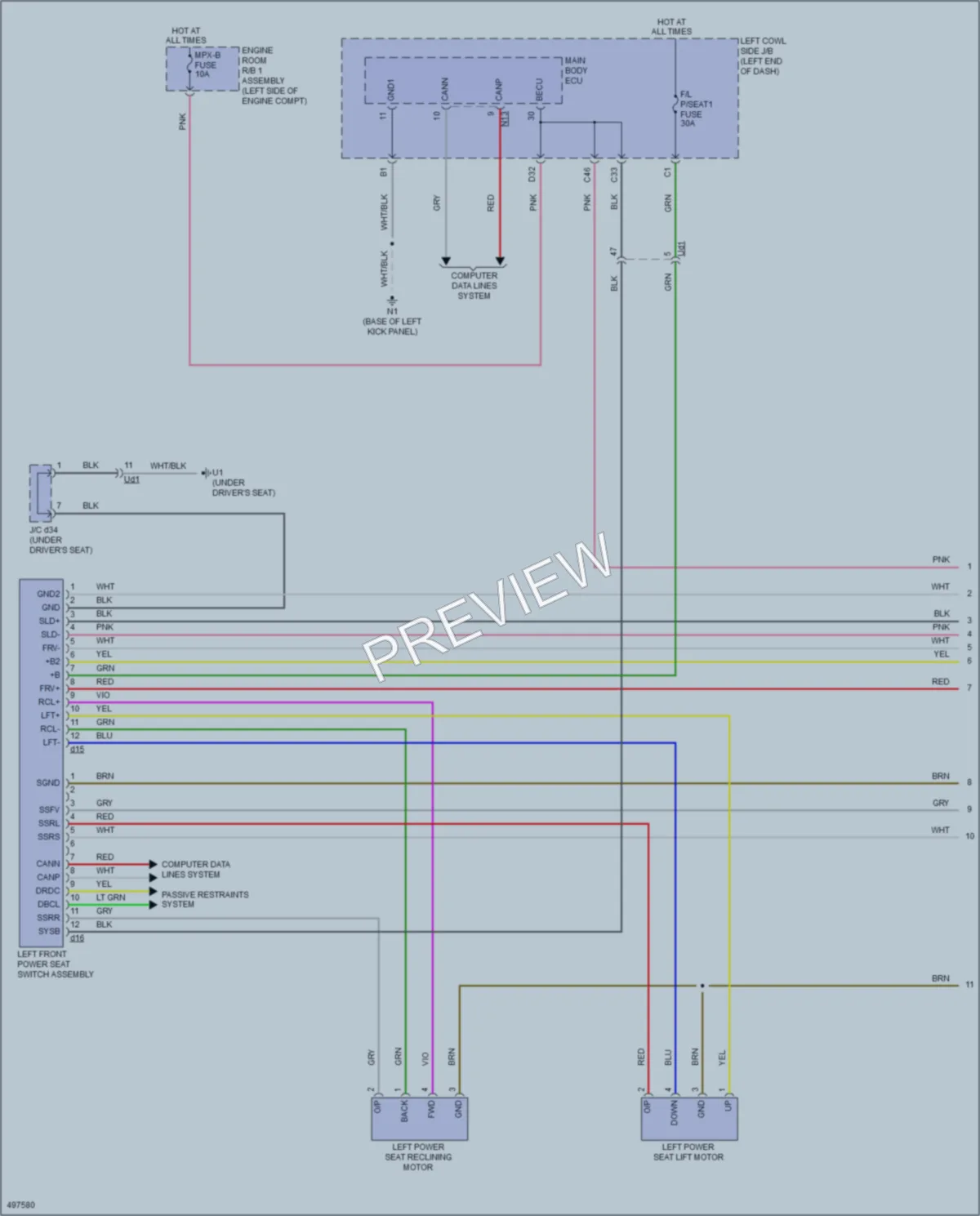 2018 Lexus GS450h Memory Systems wiring diagram preview