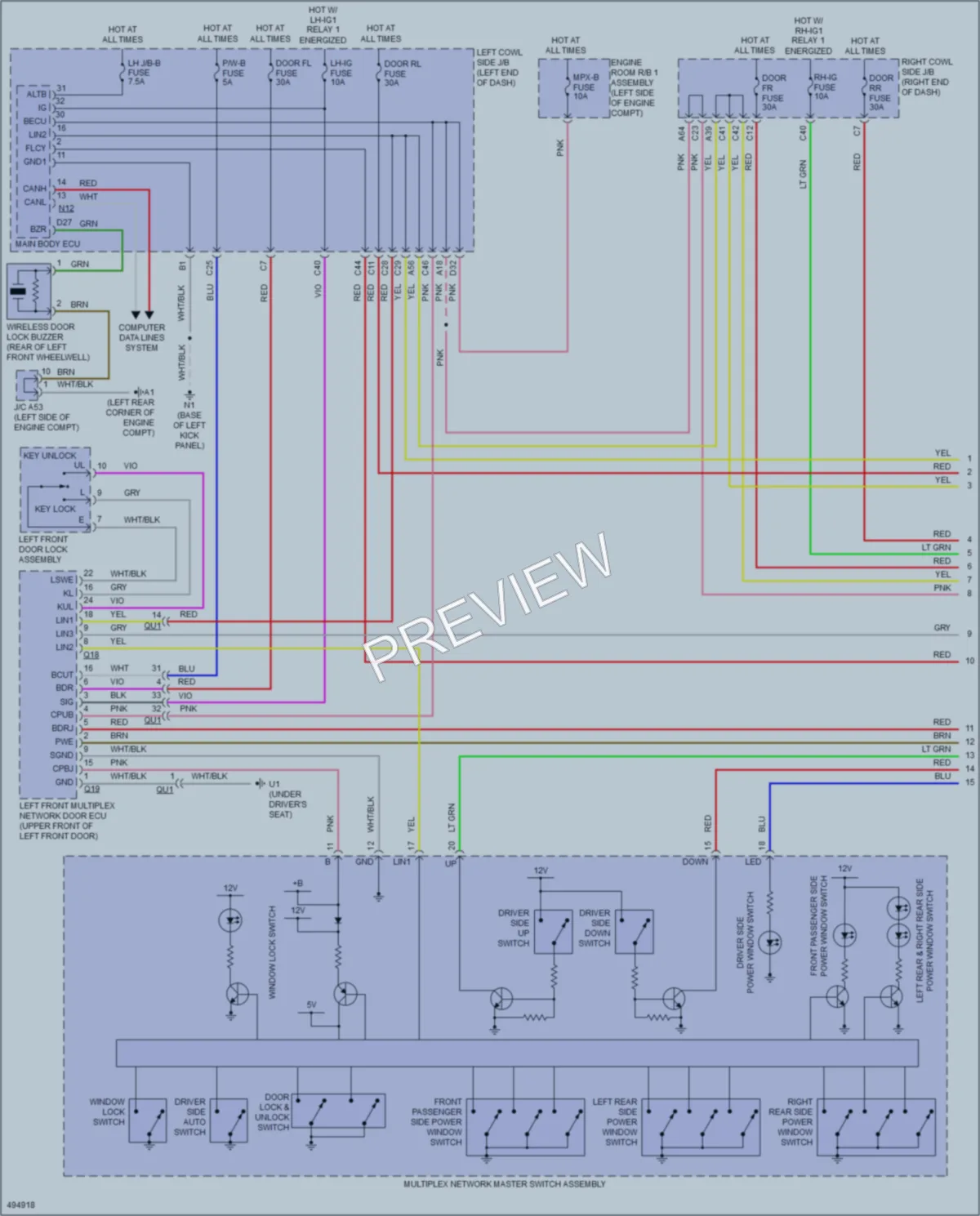 2018 Lexus GS450h Power Windows wiring diagram preview