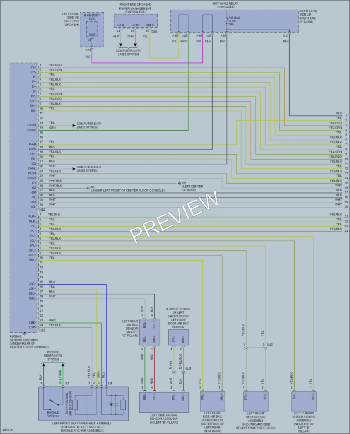 2018 Lexus GS450h Supplemental Restraints wiring diagram preview
