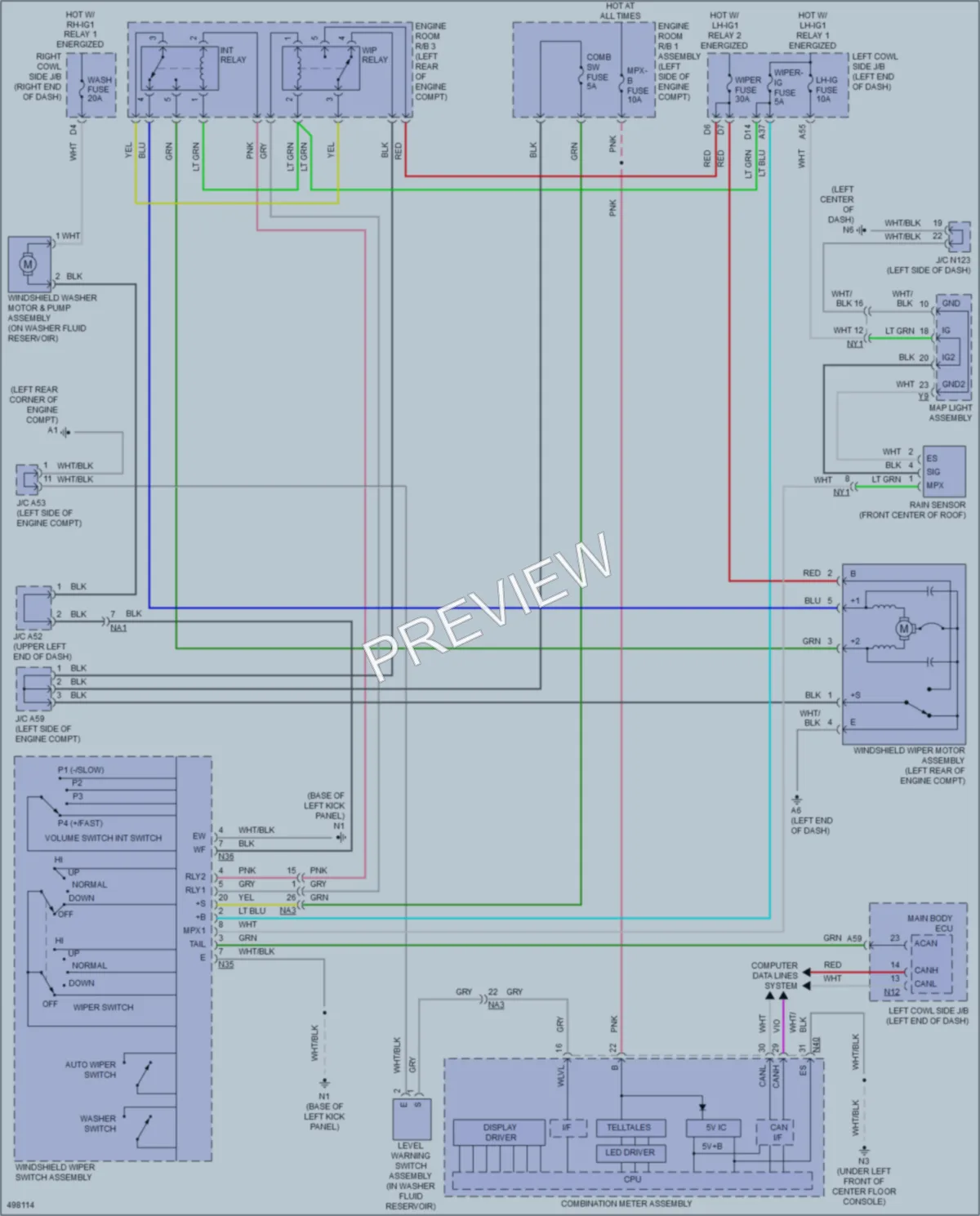 2018 Lexus GS450h Wiper Washer wiring diagram preview