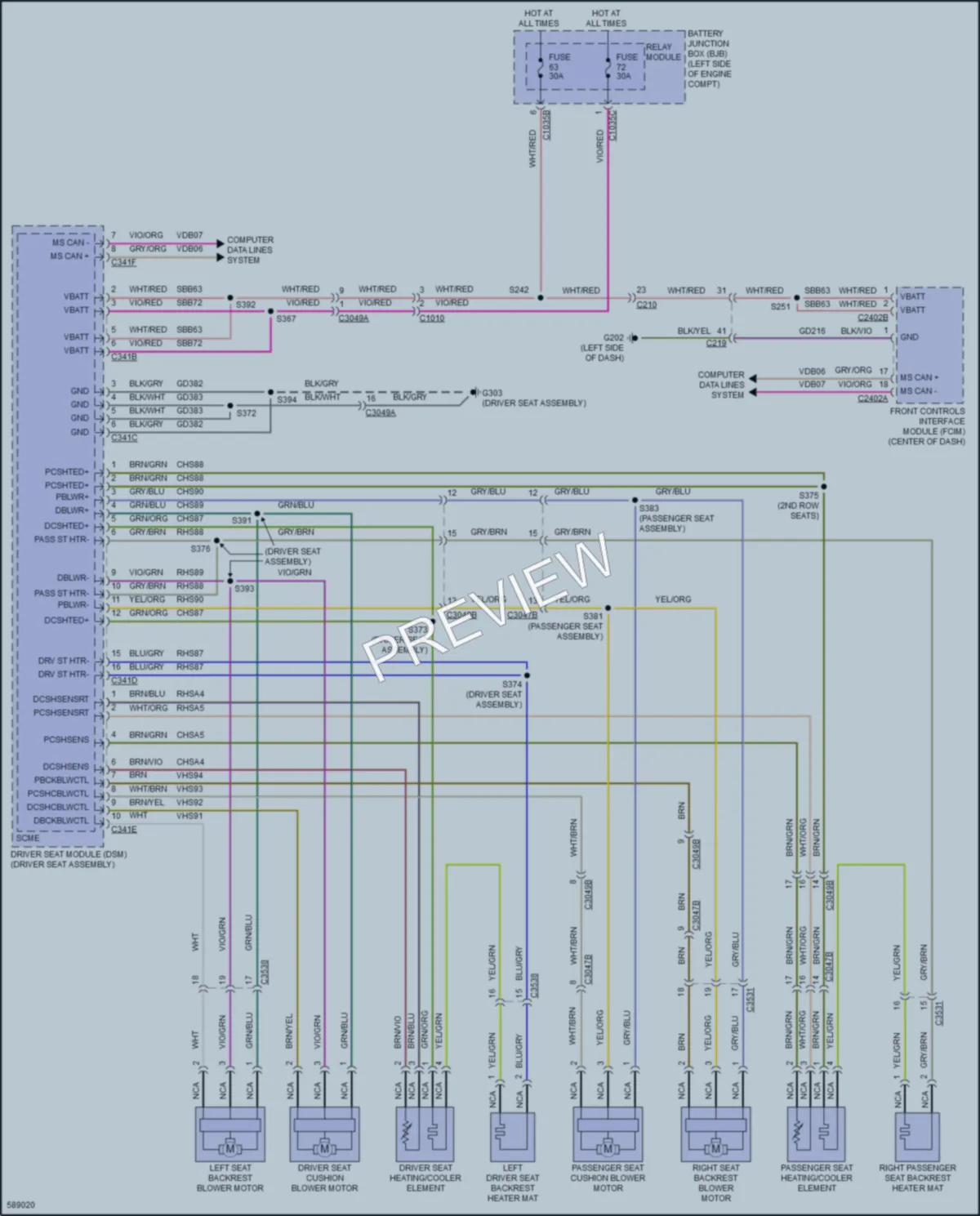 2018 Lincoln Continental Power Seats wiring diagram preview