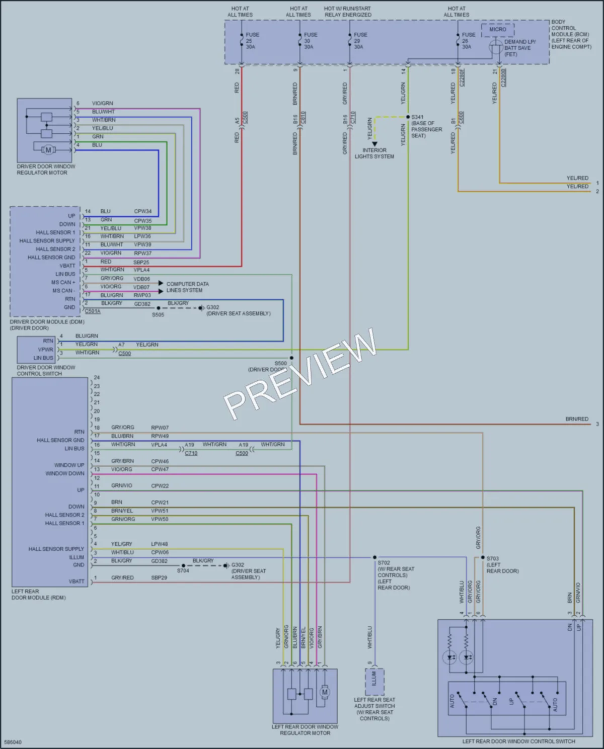 2018 Lincoln Continental Power Windows wiring diagram preview
