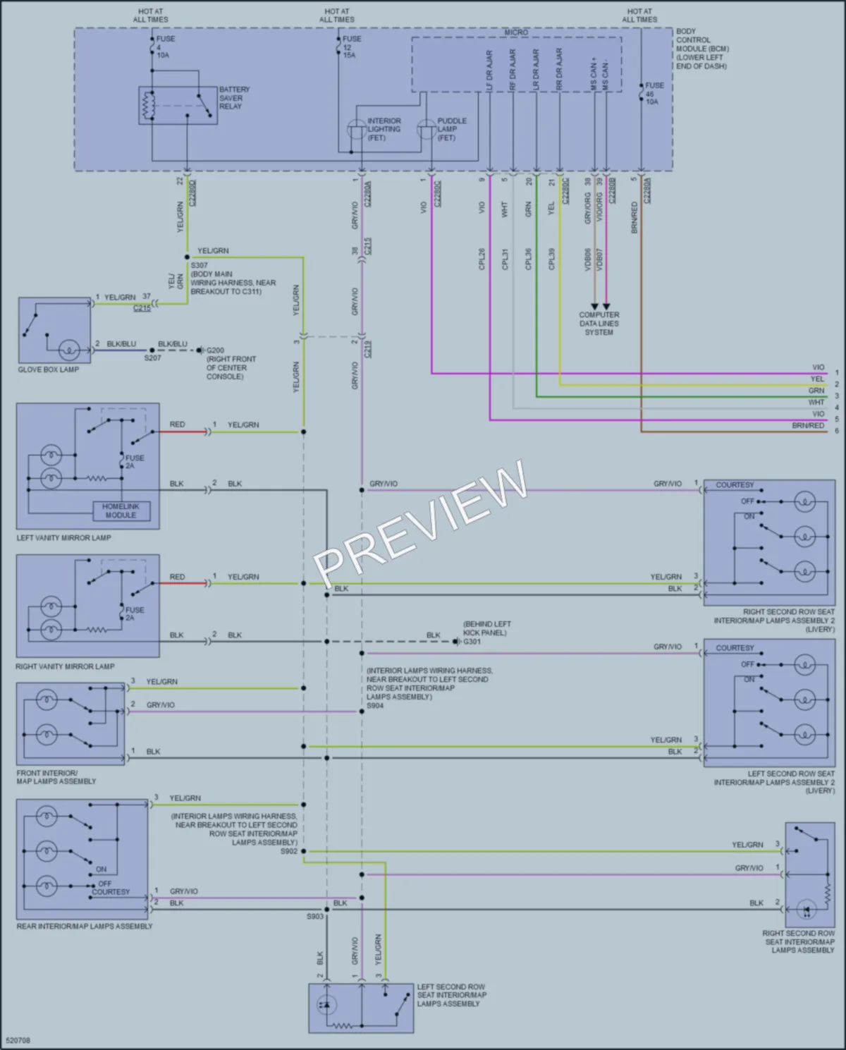2018 Lincoln MKT Interior Lights wiring diagram preview