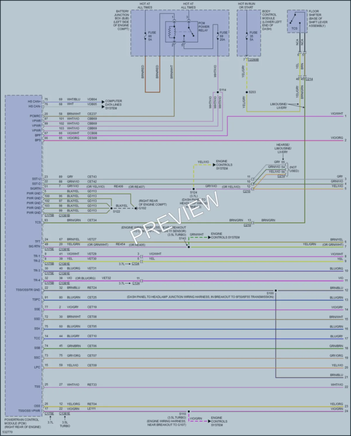 2018 Lincoln MKT Transmission wiring diagram preview