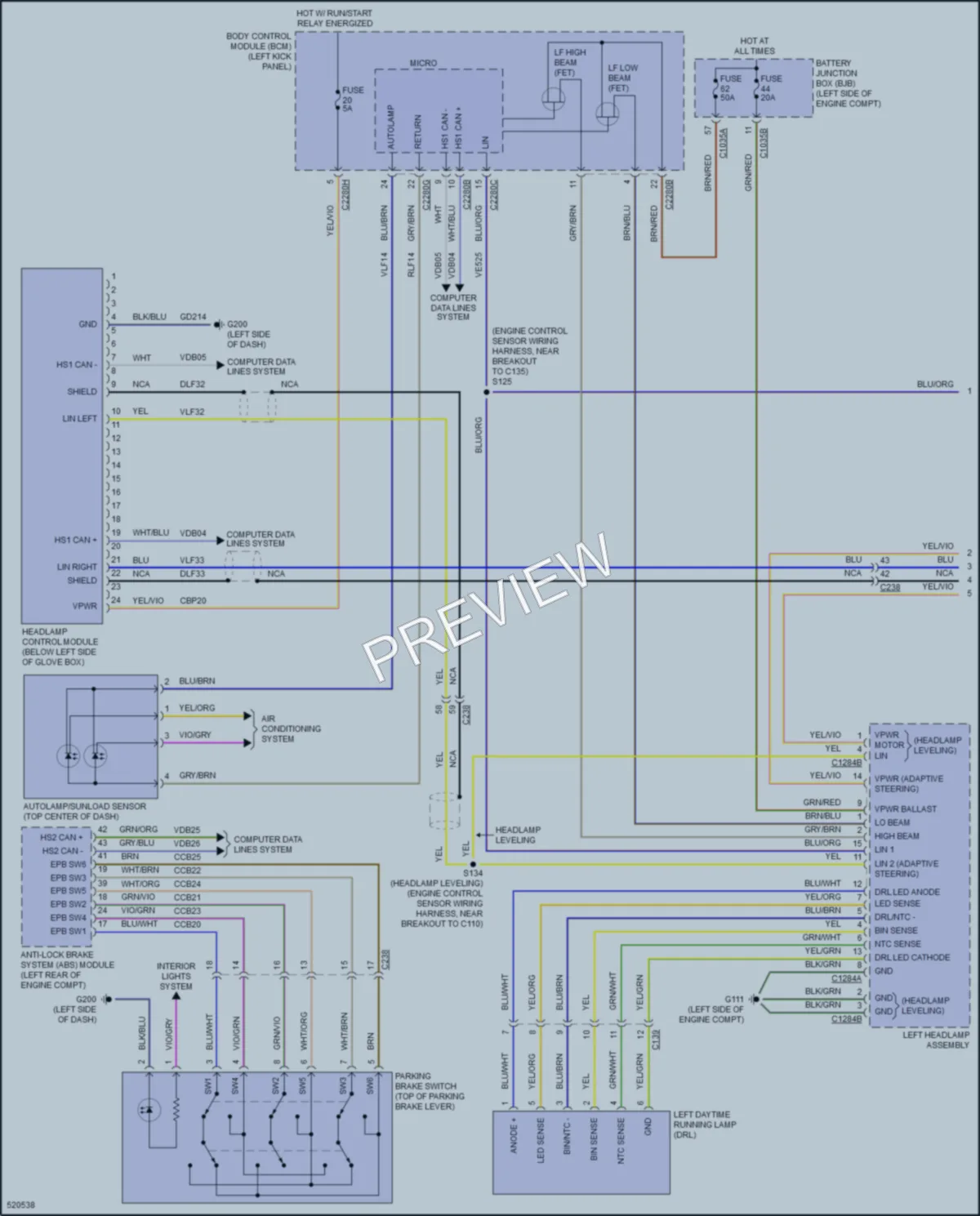 2018 Lincoln MKX Headlights wiring diagram preview