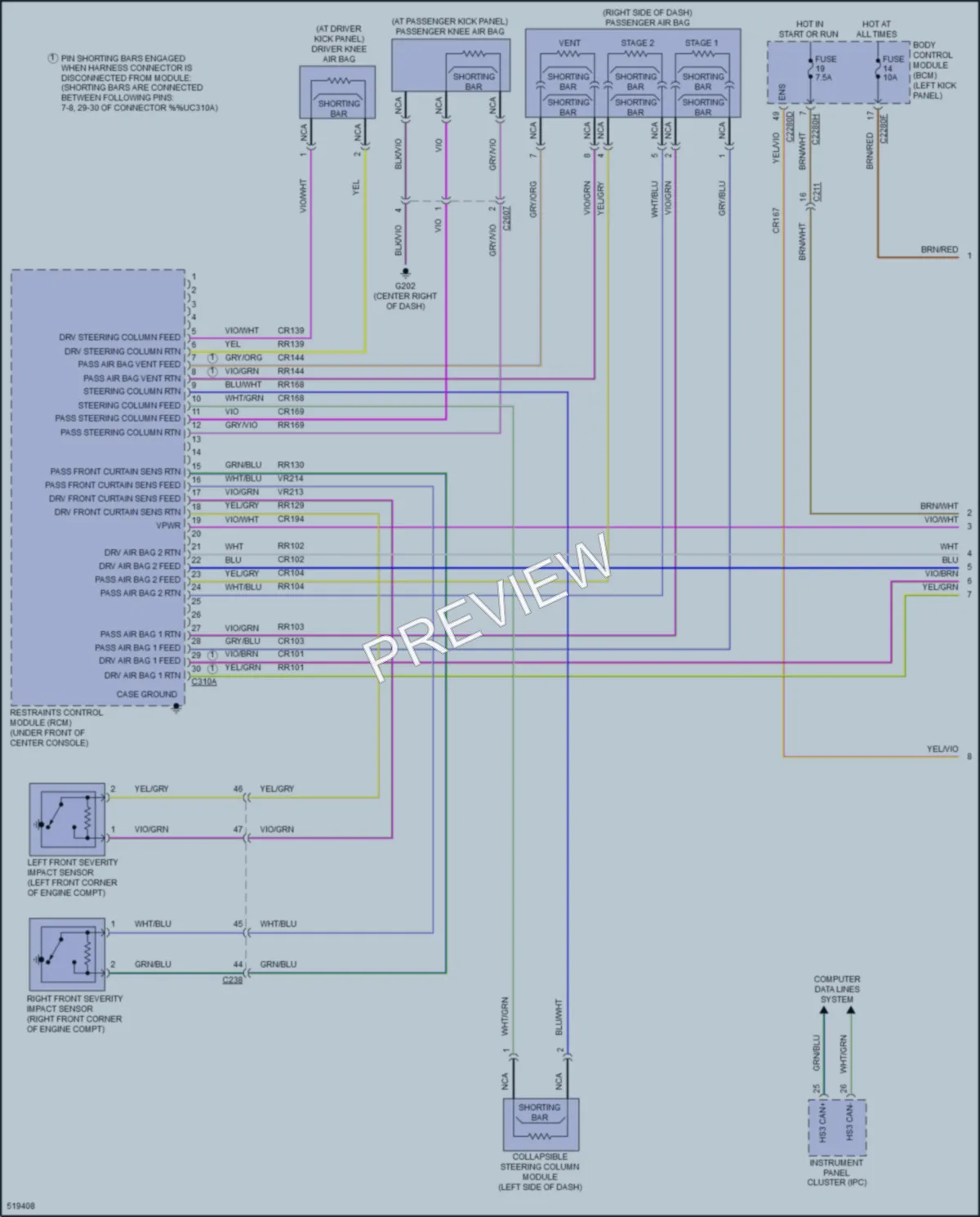 2018 Lincoln MKX Supplemental Restraints wiring diagram preview