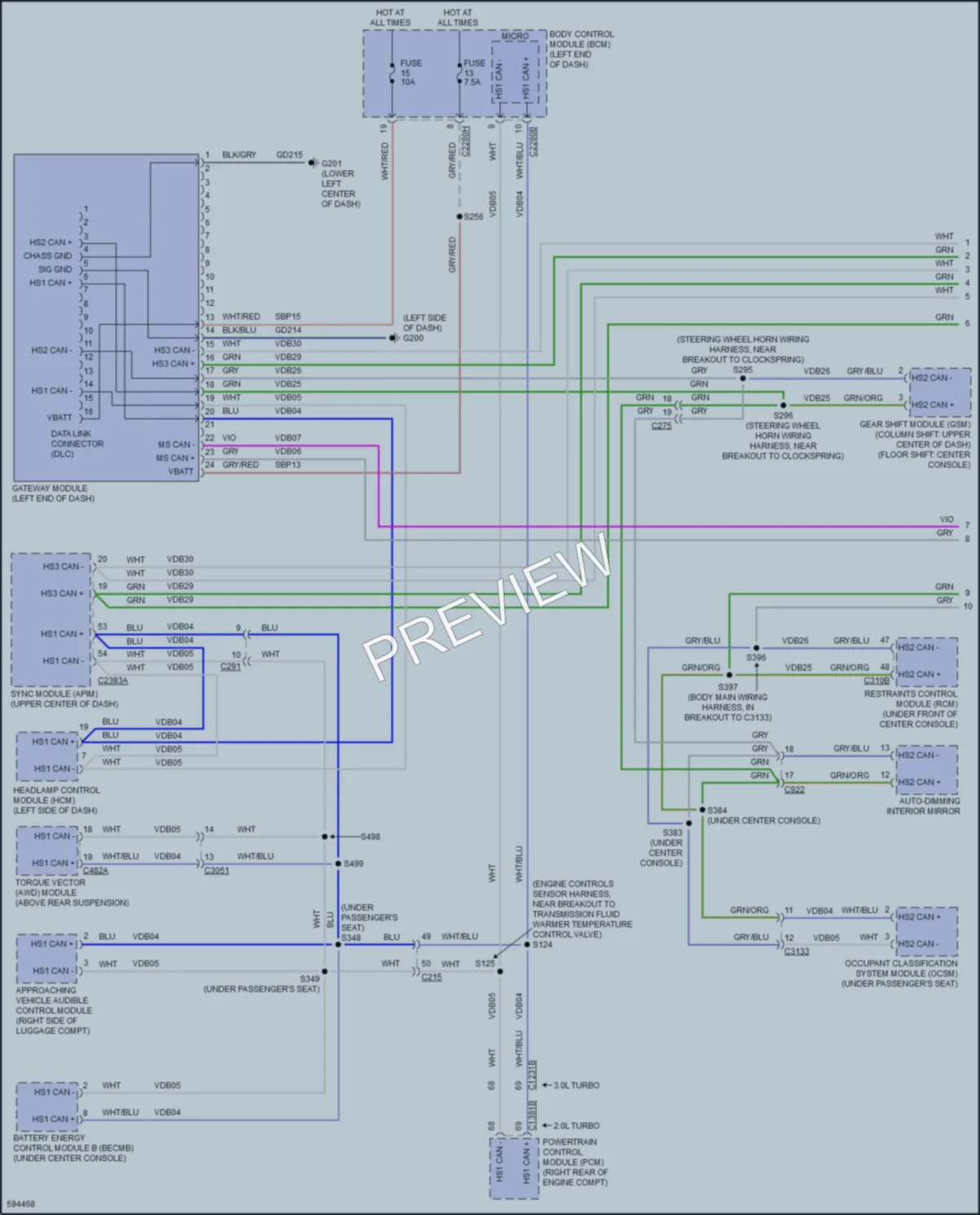 2018 Lincoln MKZ Computer Data Lines wiring diagram preview