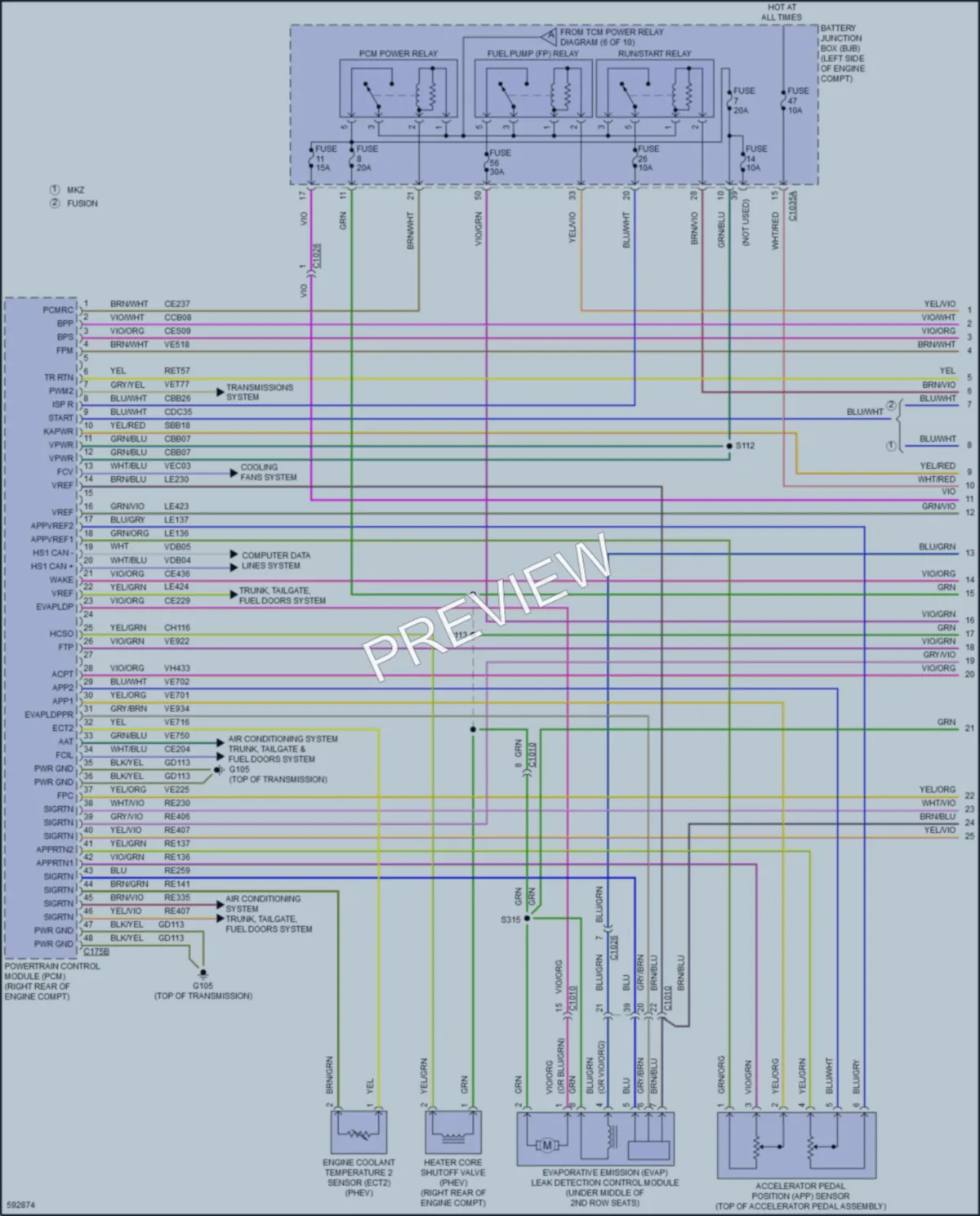 2018 Lincoln MKZHybrid Engine Performance wiring diagram preview