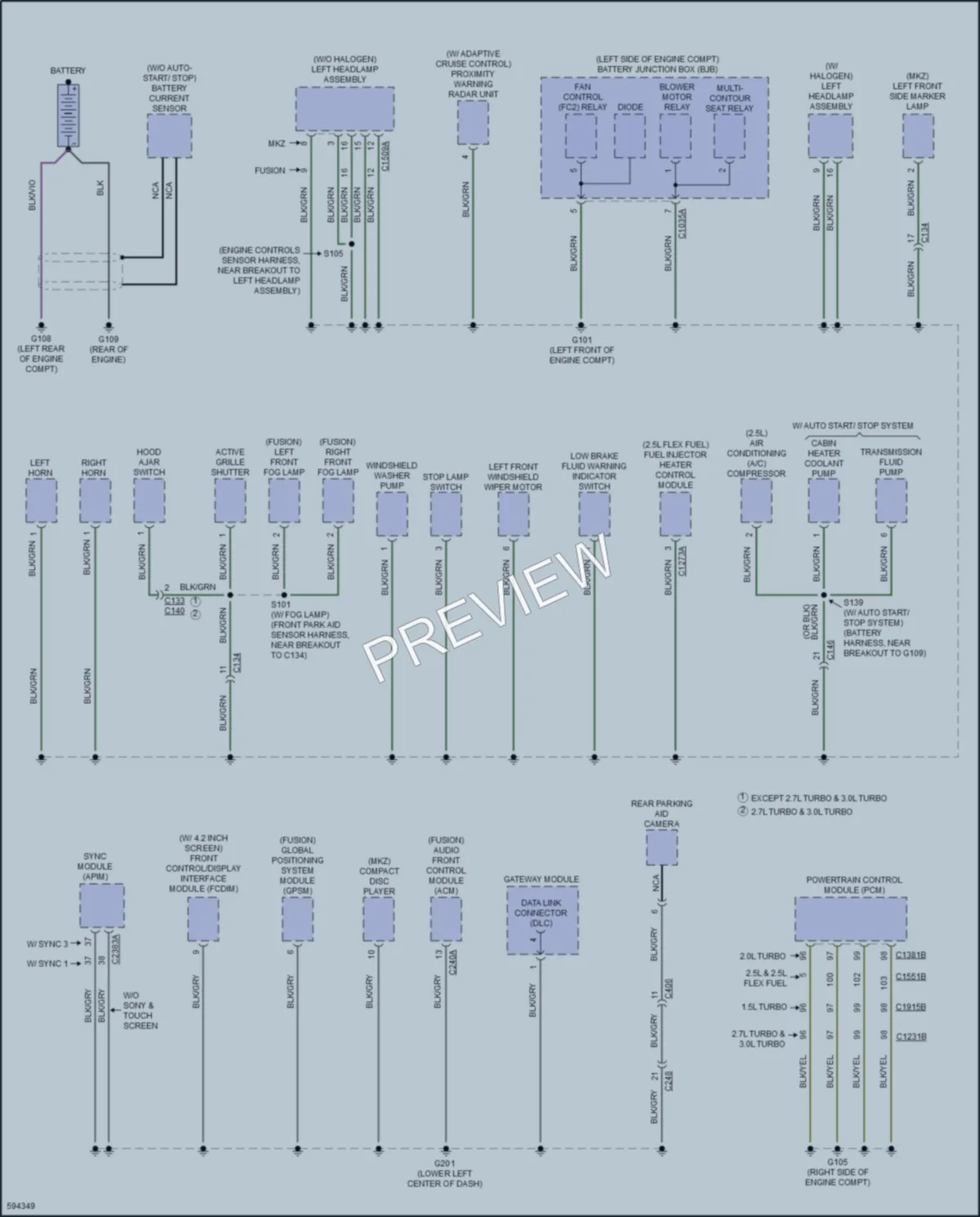 2018 Lincoln MKZHybrid Ground Distribution wiring diagram preview