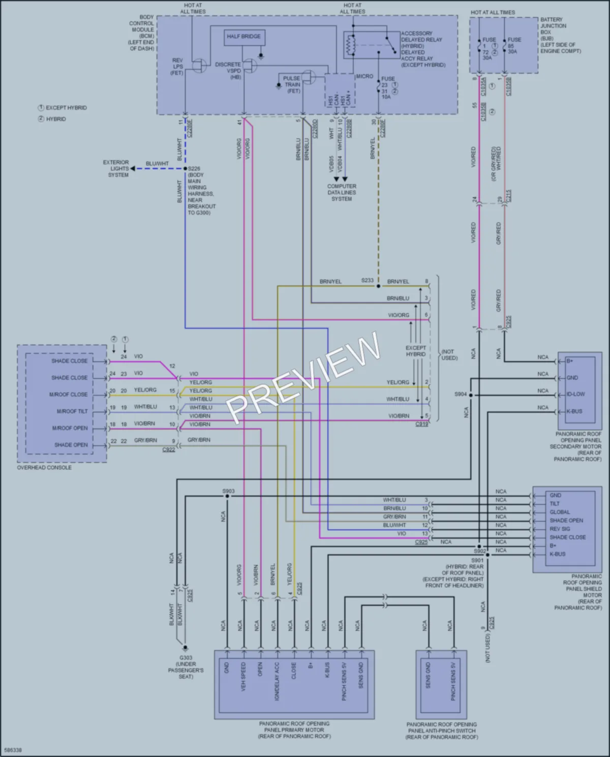 2018 Lincoln MKZHybrid Power Top Sunroof wiring diagram preview